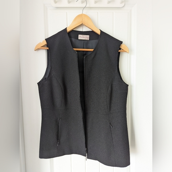 Black Wool Fitted Zip Vest With Pockets Size 10 - Picture 4 of 9